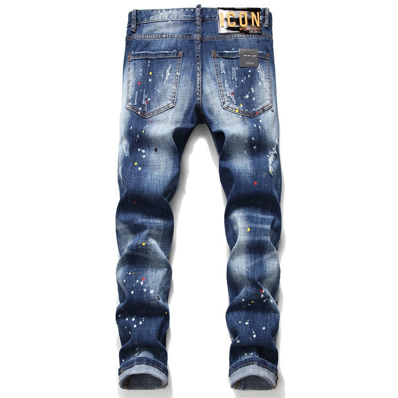NEW-hole badge Jeans