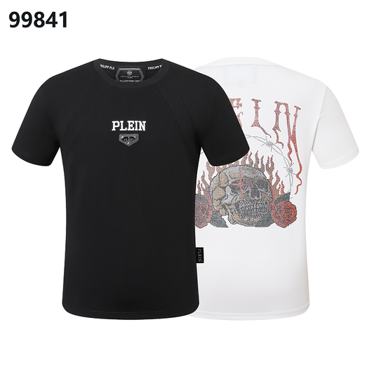 P**P Men's Business Travel Logo Emblem T-Shirt | Black White