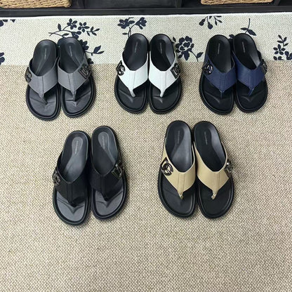 D*G 2026 Premium Leather Casual Slippers - Designer Men's Slides in 5 Colors