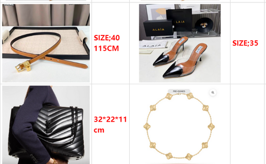 A. Shoes. H. Belt.Y.Bag Necklace