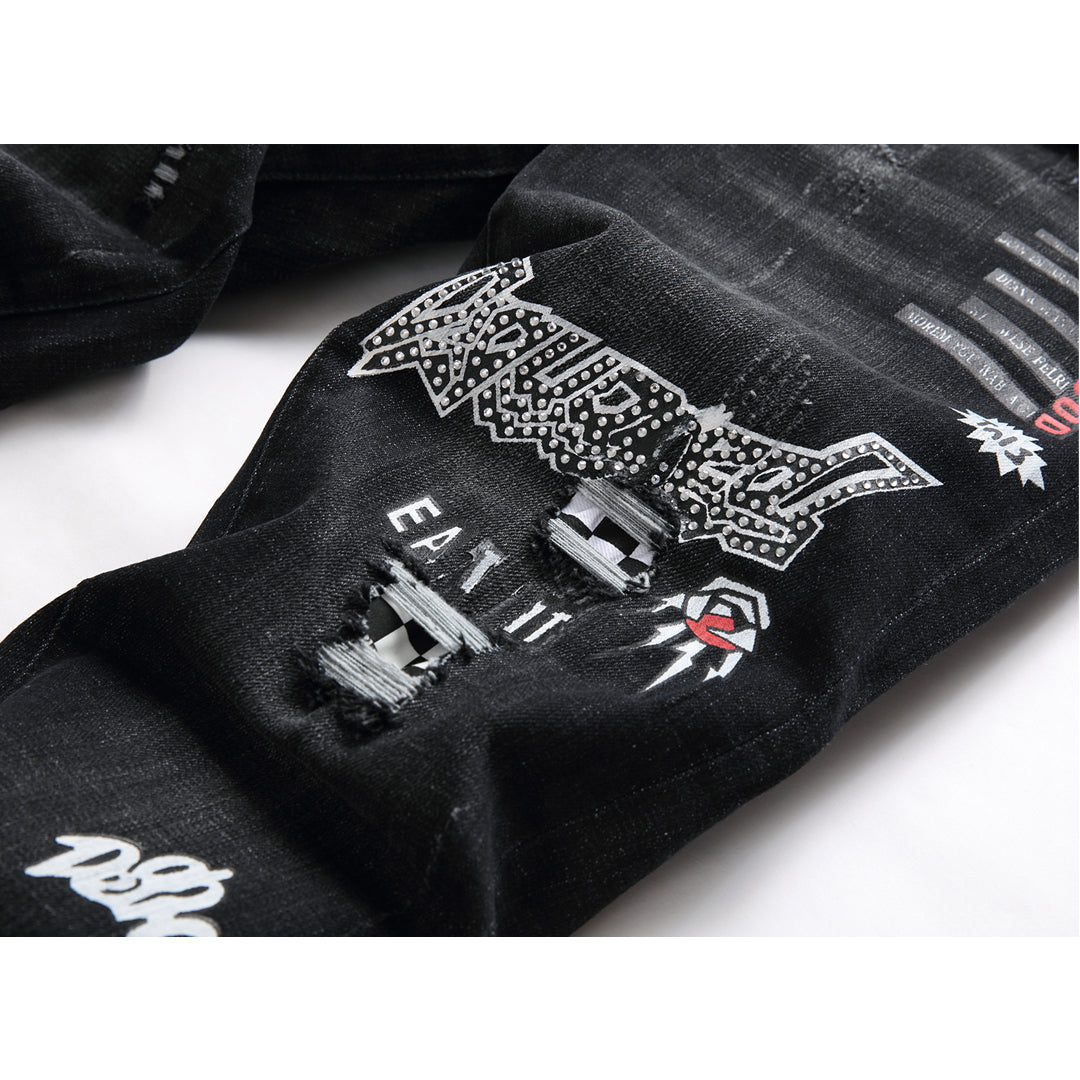 NEW-diamond embroidery Jeans