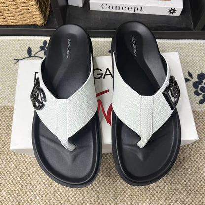 D*G 2026 Premium Leather Casual Slippers - Designer Men's Slides in 5 Colors