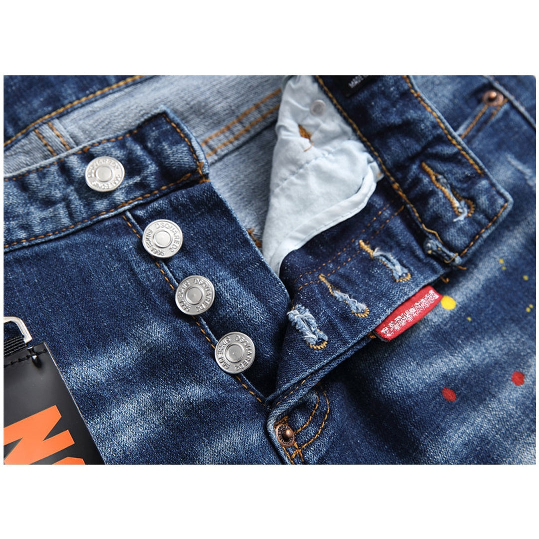 NEW-hole badge Jeans