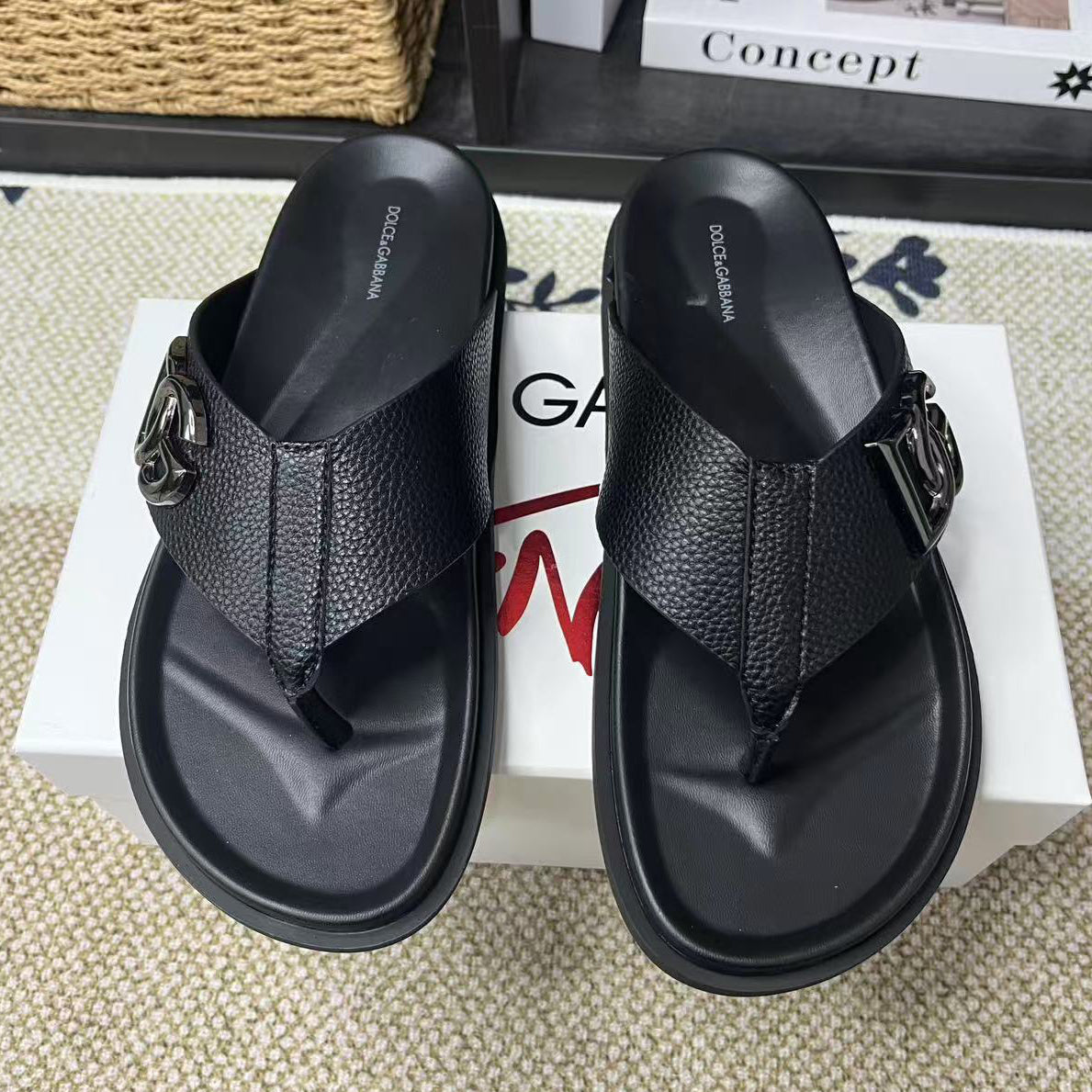 D*G 2026 Premium Leather Casual Slippers - Designer Men's Slides in 5 Colors