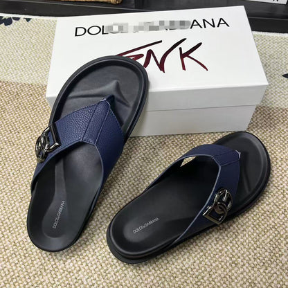D*G 2026 Premium Leather Casual Slippers - Designer Men's Slides in 5 Colors
