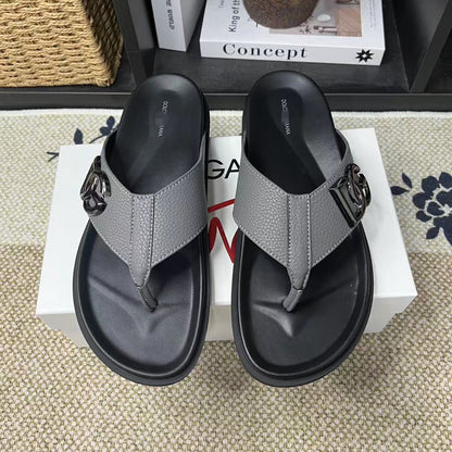 D*G 2026 Premium Leather Casual Slippers - Designer Men's Slides in 5 Colors