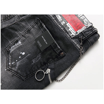 NEW-Maple leaf hole badge Jeans