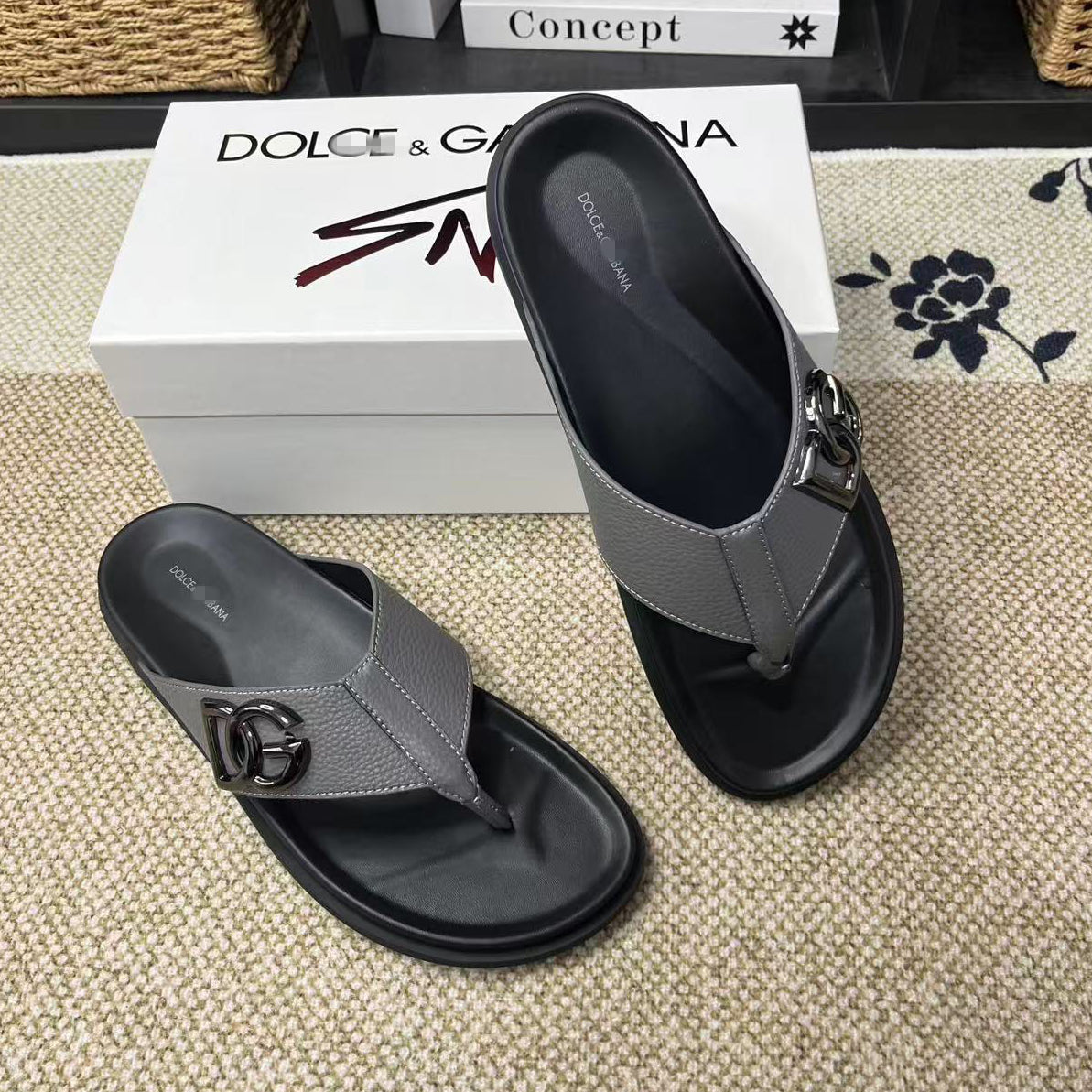 D*G 2026 Premium Leather Casual Slippers - Designer Men's Slides in 5 Colors