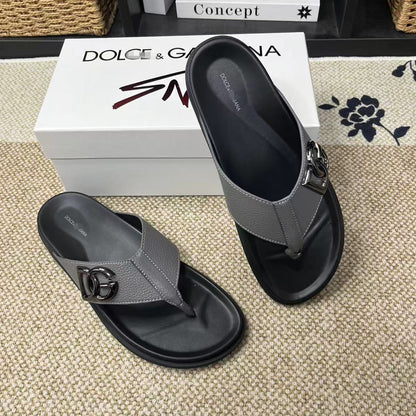 D*G 2026 Premium Leather Casual Slippers - Designer Men's Slides in 5 Colors