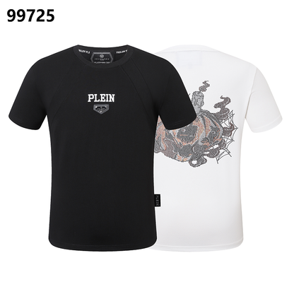 P**P Men's Business Casual Logo Emblem T-Shirt | Black White