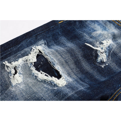 NEW-hole patch print Jeans