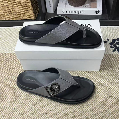 D*G 2026 Premium Leather Casual Slippers - Designer Men's Slides in 5 Colors