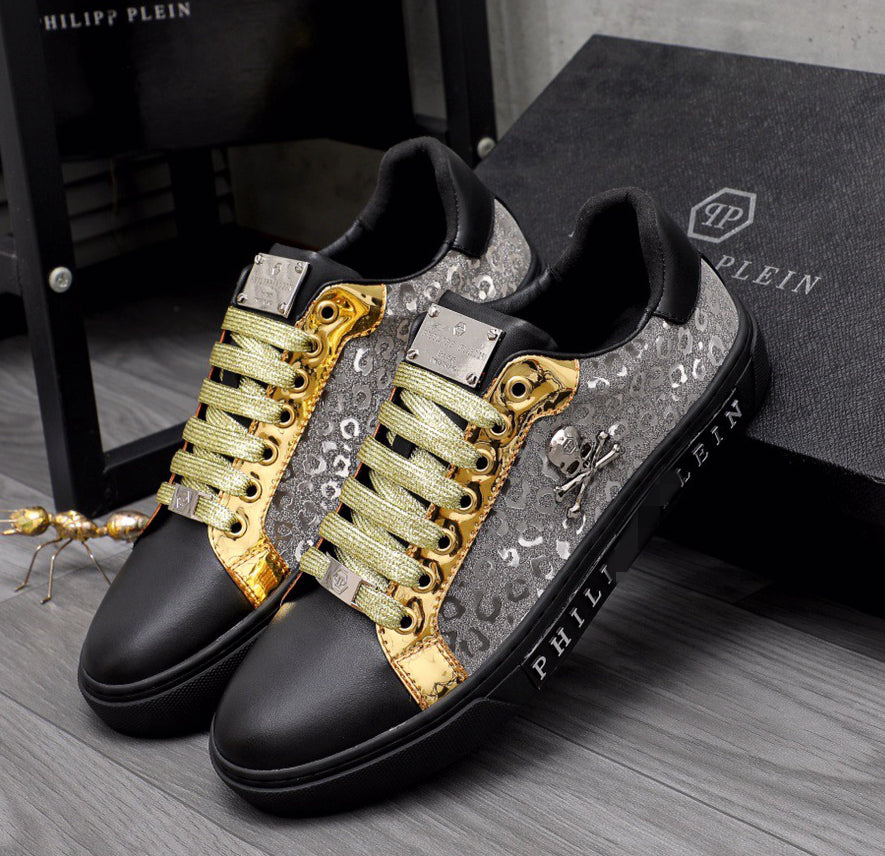 SOLA PP Leather Casual Sneakers – Unisex | Gold & Silver | EU 39–46