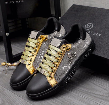 SOLA PP Leather Casual Sneakers – Unisex | Gold & Silver | EU 39–46
