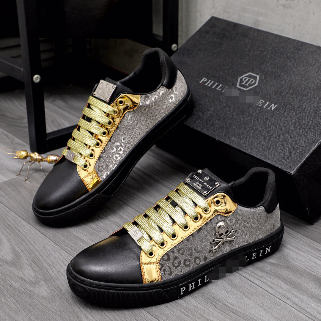 SOLA PP Leather Casual Sneakers – Unisex | Gold & Silver | EU 39–46