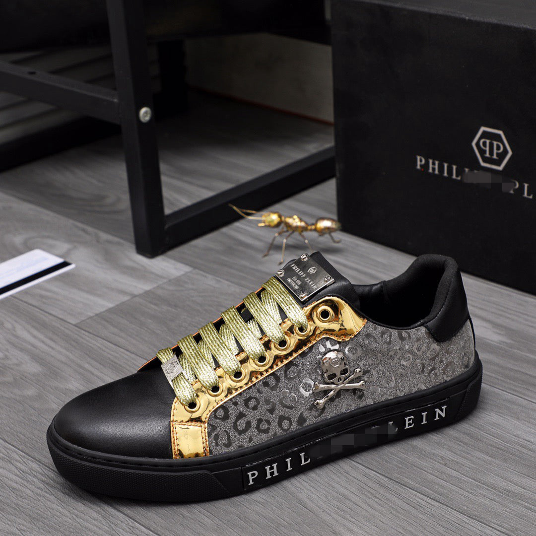 SOLA PP Leather Casual Sneakers – Unisex | Gold & Silver | EU 39–46