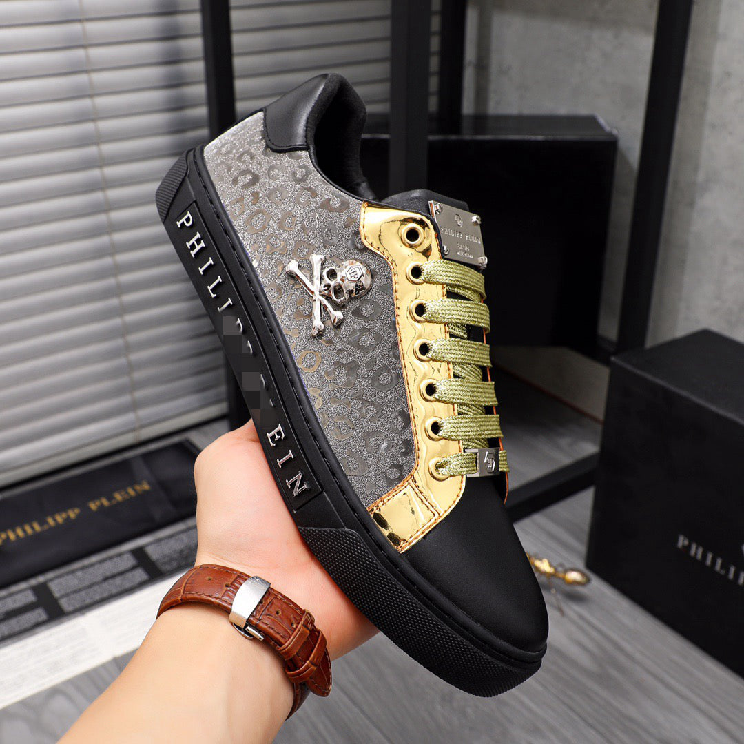 SOLA PP Leather Casual Sneakers – Unisex | Gold & Silver | EU 39–46
