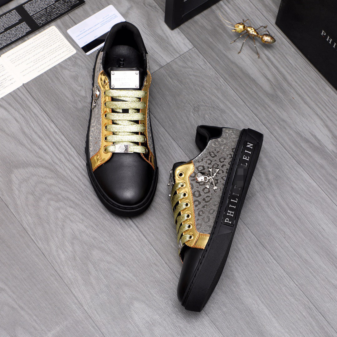 SOLA PP Leather Casual Sneakers – Unisex | Gold & Silver | EU 39–46
