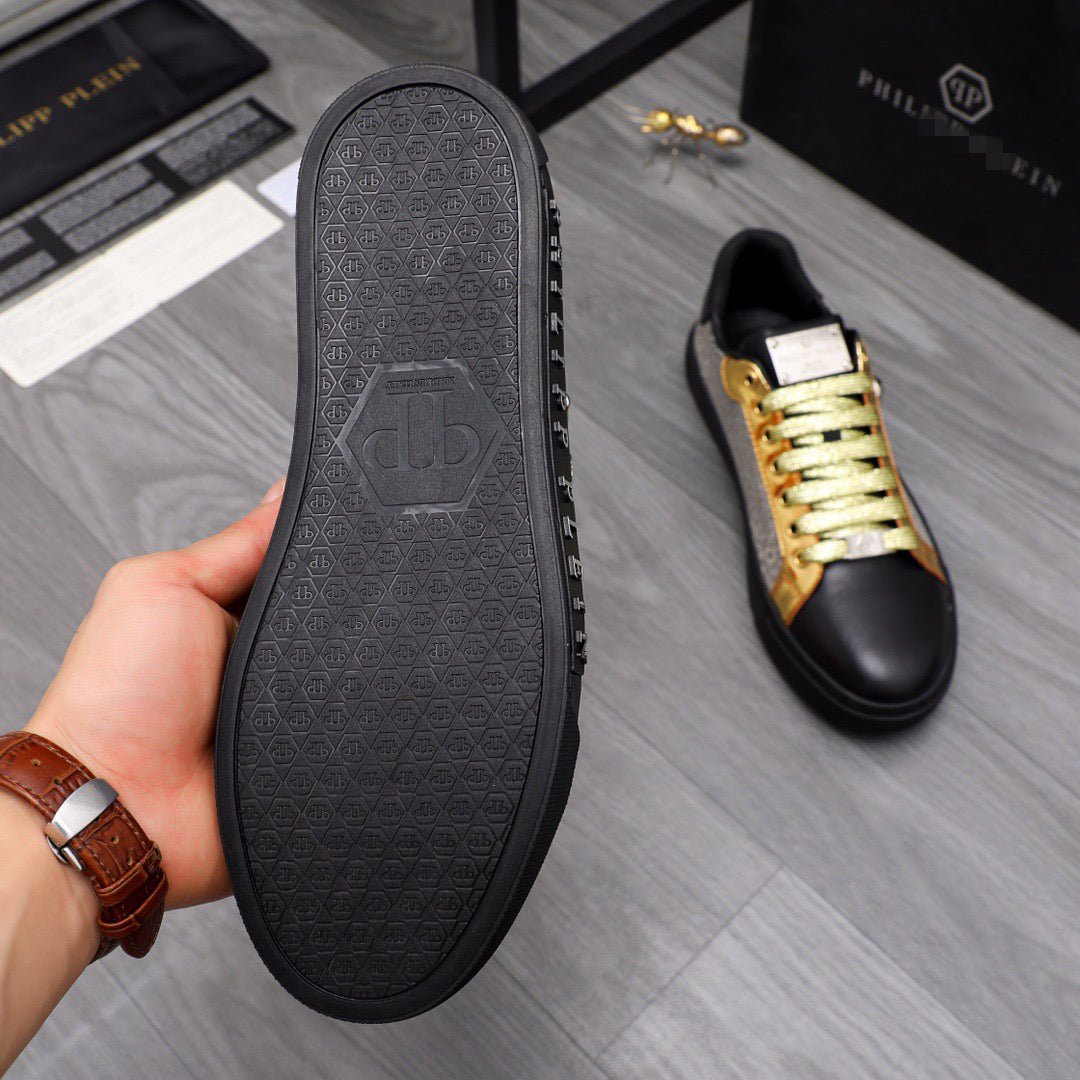 SOLA PP Leather Casual Sneakers – Unisex | Gold & Silver | EU 39–46