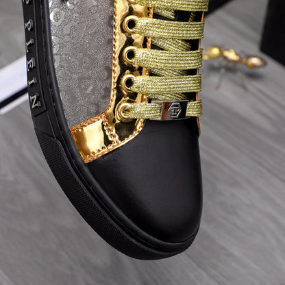 SOLA PP Leather Casual Sneakers – Unisex | Gold & Silver | EU 39–46