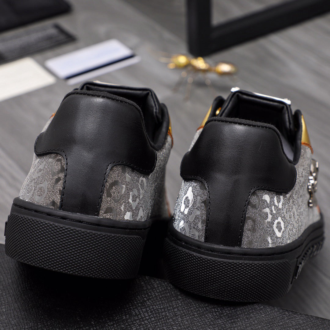 SOLA PP Leather Casual Sneakers – Unisex | Gold & Silver | EU 39–46