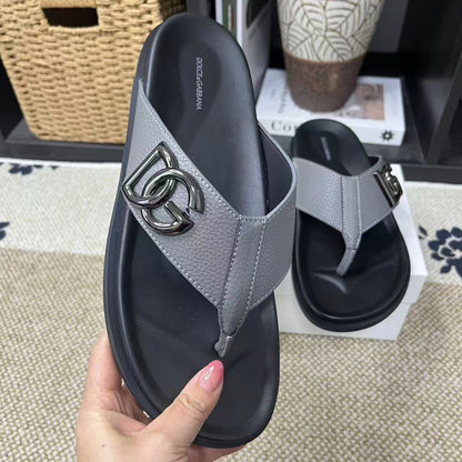 D*G 2026 Premium Leather Casual Slippers - Designer Men's Slides in 5 Colors