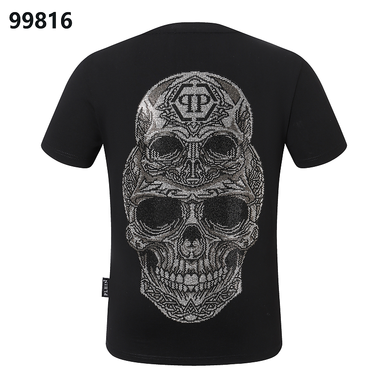 P**P Men's Campus Style Logo Emblem T-Shirt | Black White