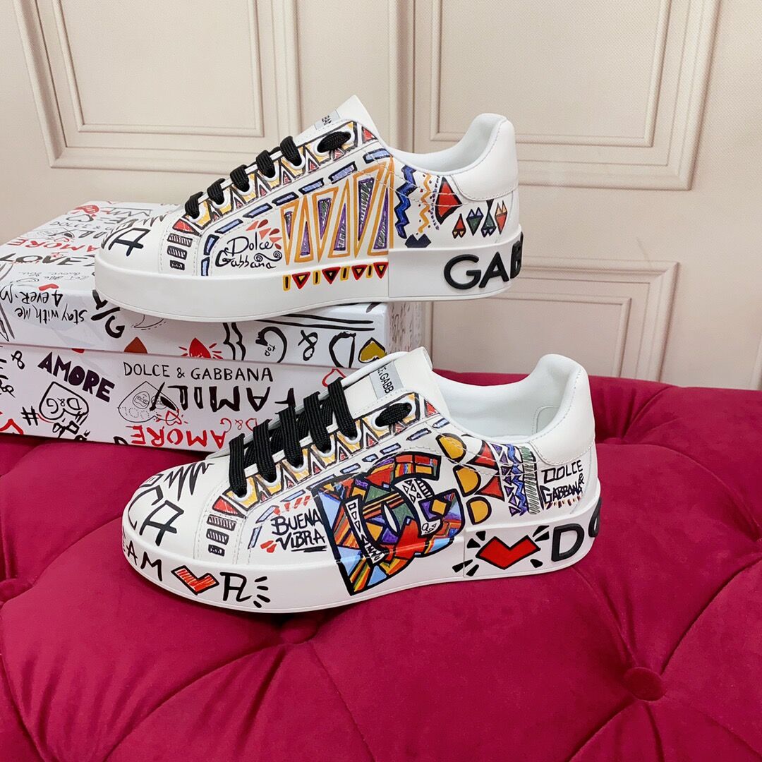 D*G 2026 Luxury Genuine Leather Casual Sneakers - Italian Designer Unisex Shoes
