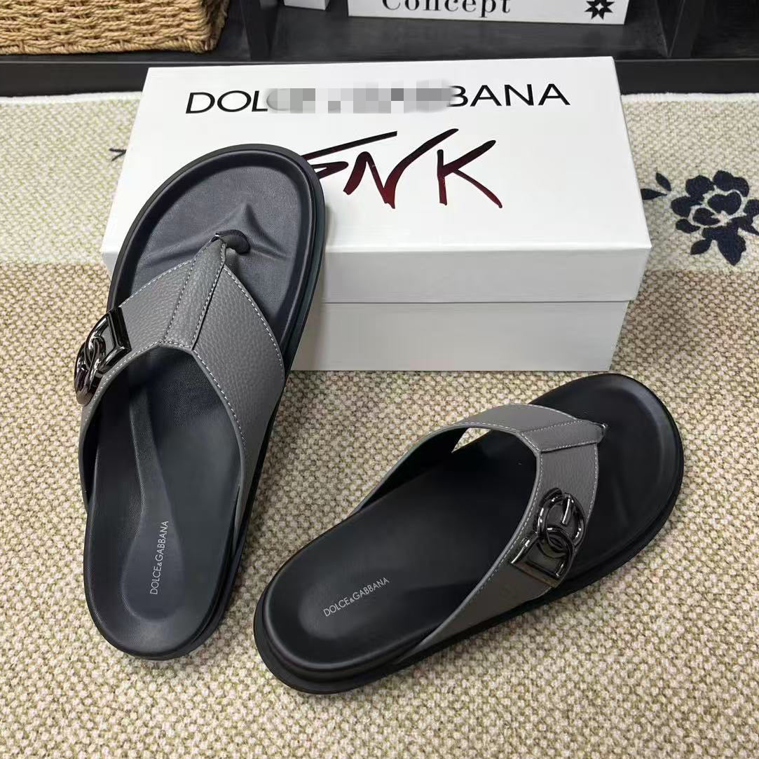 D*G 2026 Premium Leather Casual Slippers - Designer Men's Slides in 5 Colors