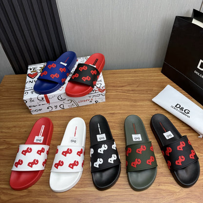 D*G 2026 Premium Leather Casual Slippers - Designer Men's Slides in 4 Styles