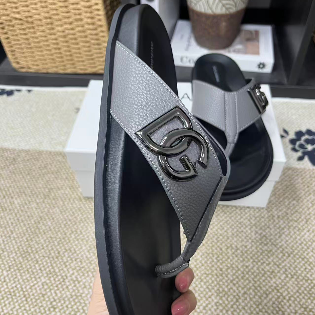 D*G 2026 Premium Leather Casual Slippers - Designer Men's Slides in 5 Colors