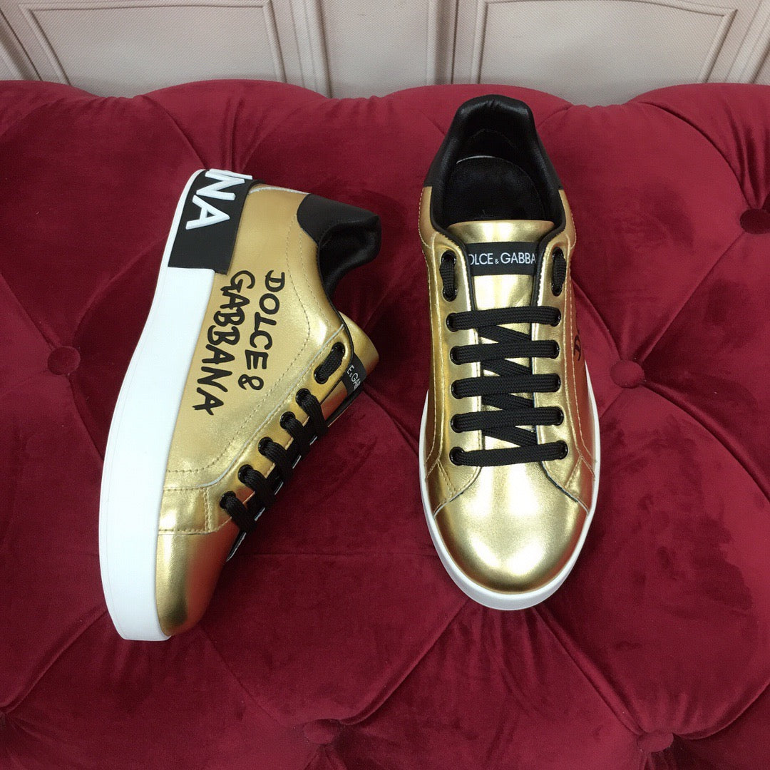 D*G 2026 Luxury Genuine Leather Casual Sneakers - Italian Designer Unisex Shoes