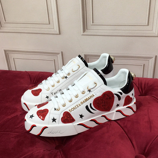 D*G 2026 Luxury Genuine Leather Casual Sneakers - Italian Designer Unisex Shoes