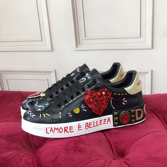 D*G 2026 Luxury Genuine Leather Casual Sneakers - Italian Designer Unisex Shoes