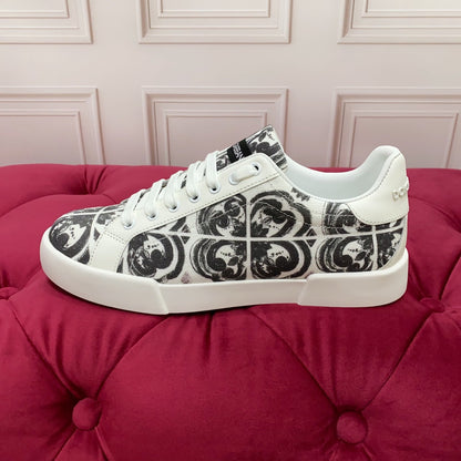 D*G 2026 Premium Leather Casual Sneakers - Designer Unisex Shoes in 2 White Styles