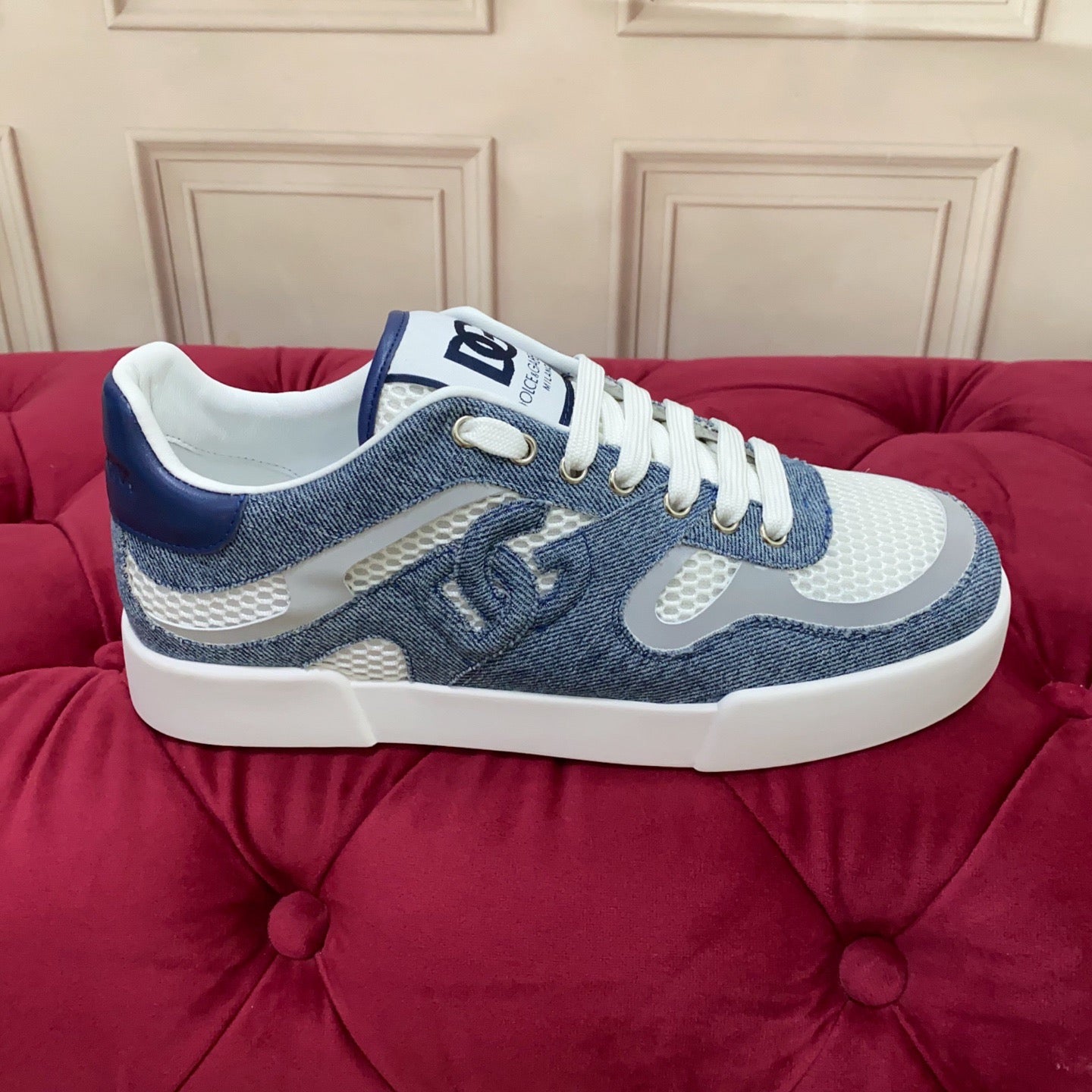 D*G 2026 Premium Leather Casual Sneakers - Designer Unisex Shoes in Blue & Black