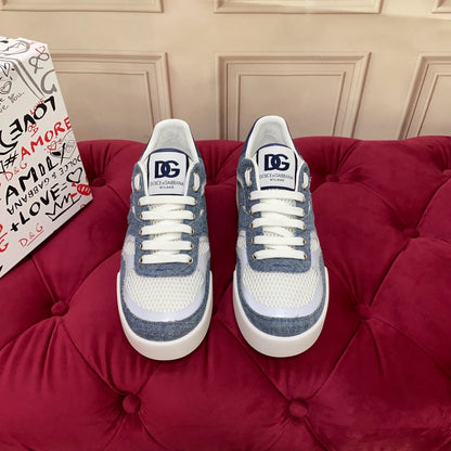 D*G 2026 Premium Leather Casual Sneakers - Designer Unisex Shoes in Blue & Black
