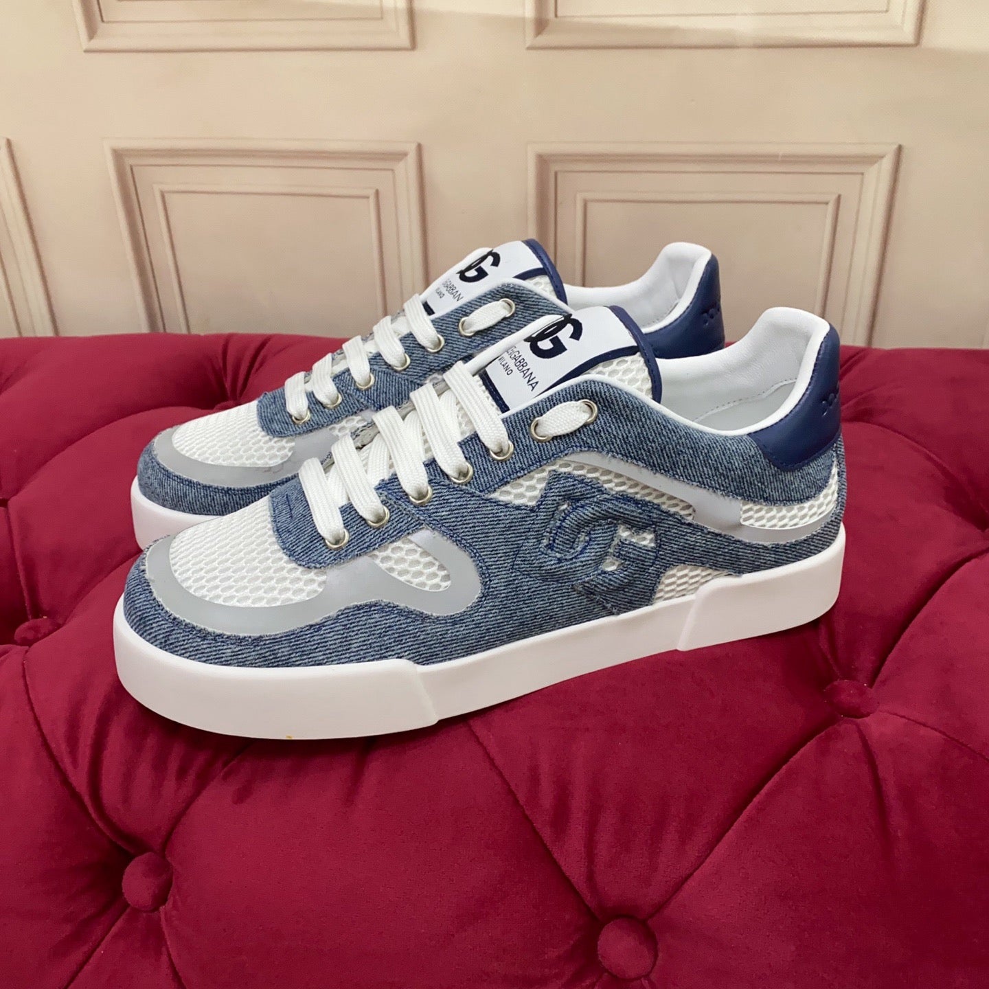 D*G 2026 Premium Leather Casual Sneakers - Designer Unisex Shoes in Blue & Black