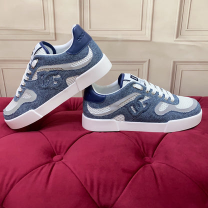 D*G 2026 Premium Leather Casual Sneakers - Designer Unisex Shoes in Blue & Black