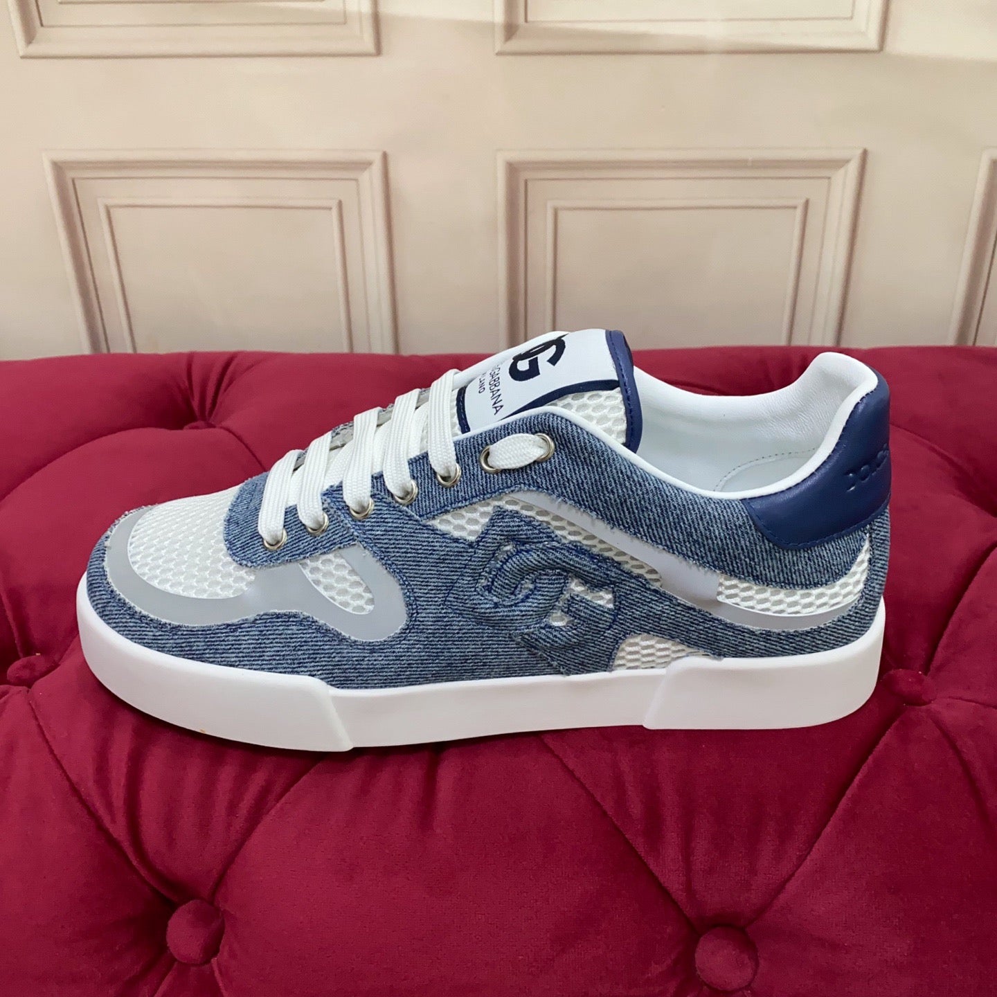 D*G 2026 Premium Leather Casual Sneakers - Designer Unisex Shoes in Blue & Black