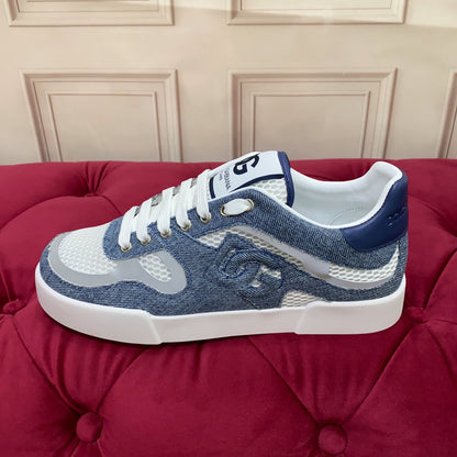 D*G 2026 Premium Leather Casual Sneakers - Designer Unisex Shoes in Blue & Black