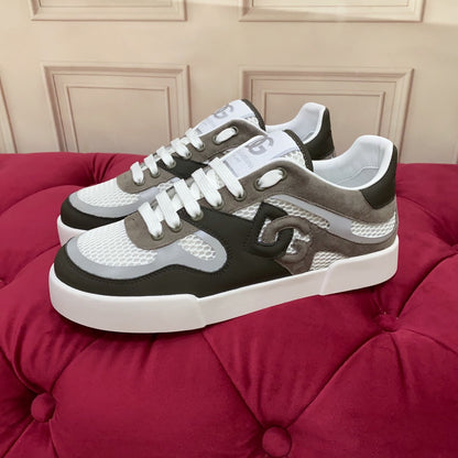 D*G 2026 Premium Leather Casual Sneakers - Designer Unisex Shoes in Blue & Black