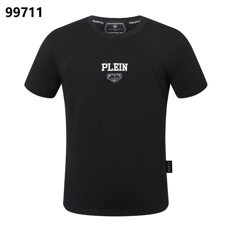 P**P Men's Extended Size Logo Emblem T-Shirt | Black White M-3XL
