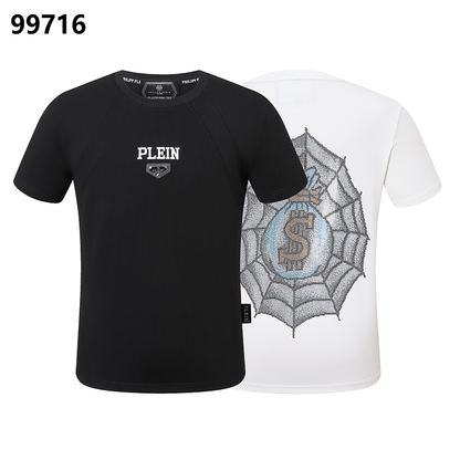 P**P Men's Minimalist Logo Emblem T-Shirt | Black White